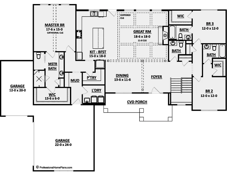 The Laurel Glen main level floor plan